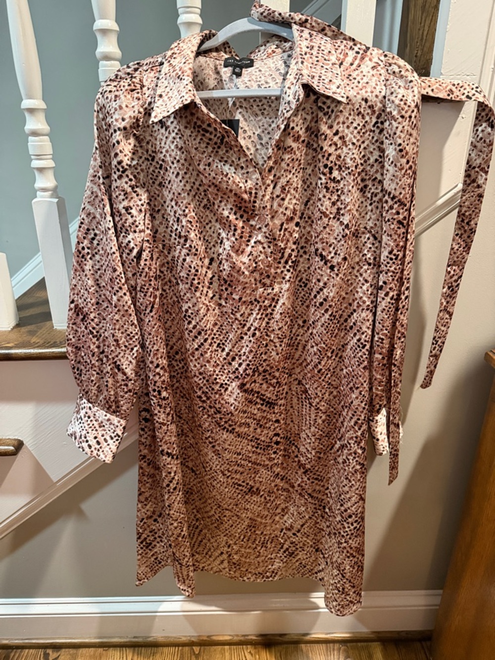 The Limited Blush Brown Animal Print Long-Sleeve Shirt Dress